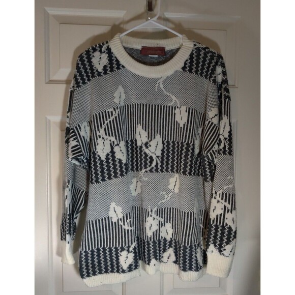 Worthington Other - Vintage Worthington Black Ivory Sweater - Large 100% Acrylic 80s Cosby Grandpa